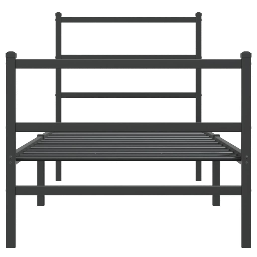 Metalni okvir kreveta s uzglavljem i podnožjem crni 75 x 190 cm