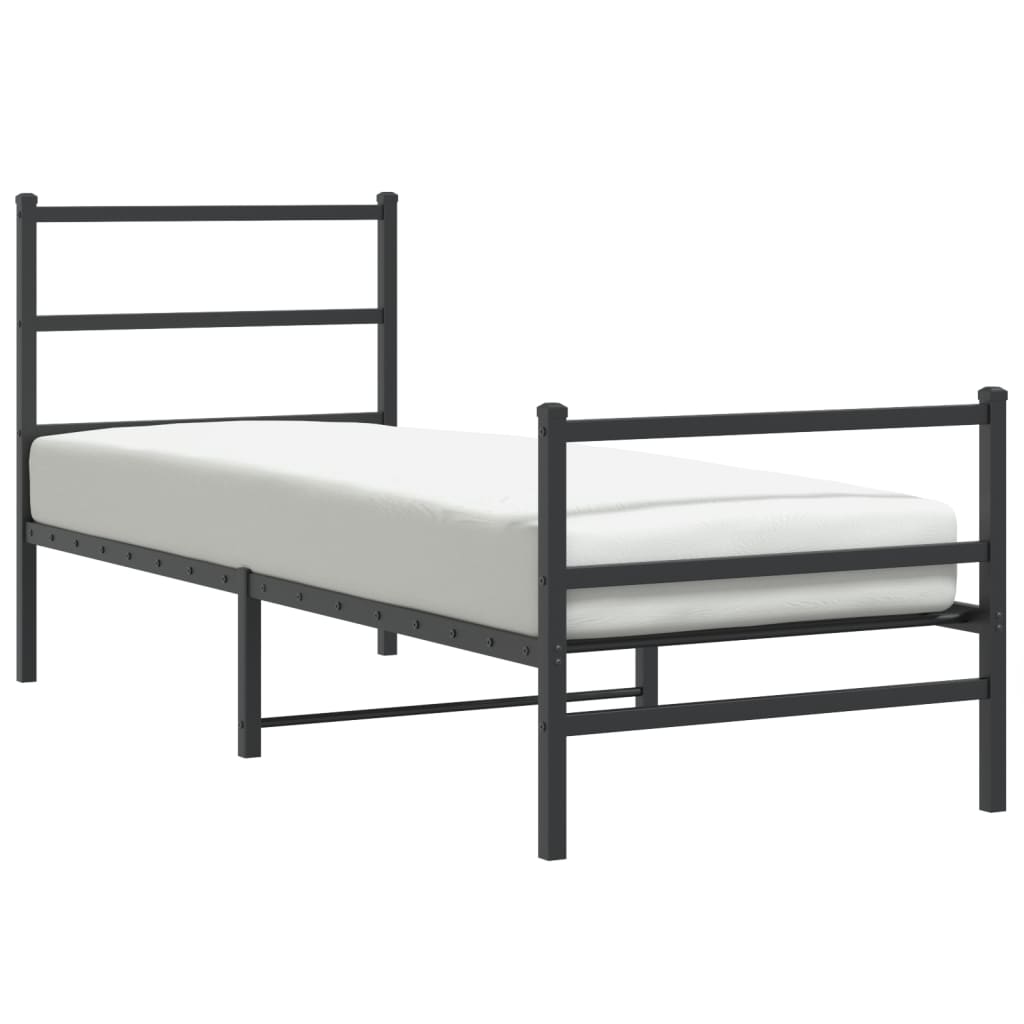 Metalni okvir kreveta s uzglavljem i podnožjem crni 80 x 200 cm