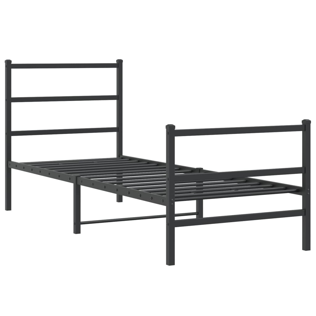 Metalni okvir kreveta s uzglavljem i podnožjem crni 80 x 200 cm