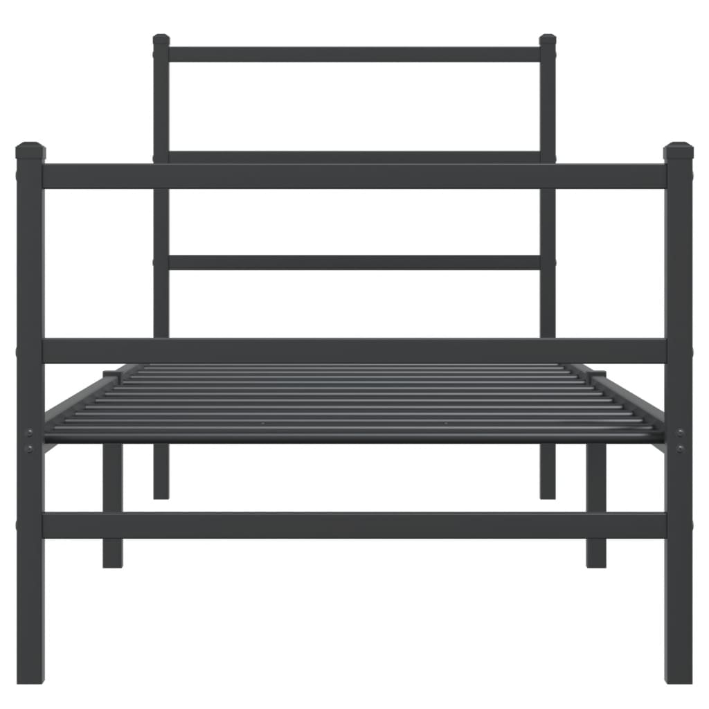 Metalni okvir kreveta s uzglavljem i podnožjem crni 80 x 200 cm
