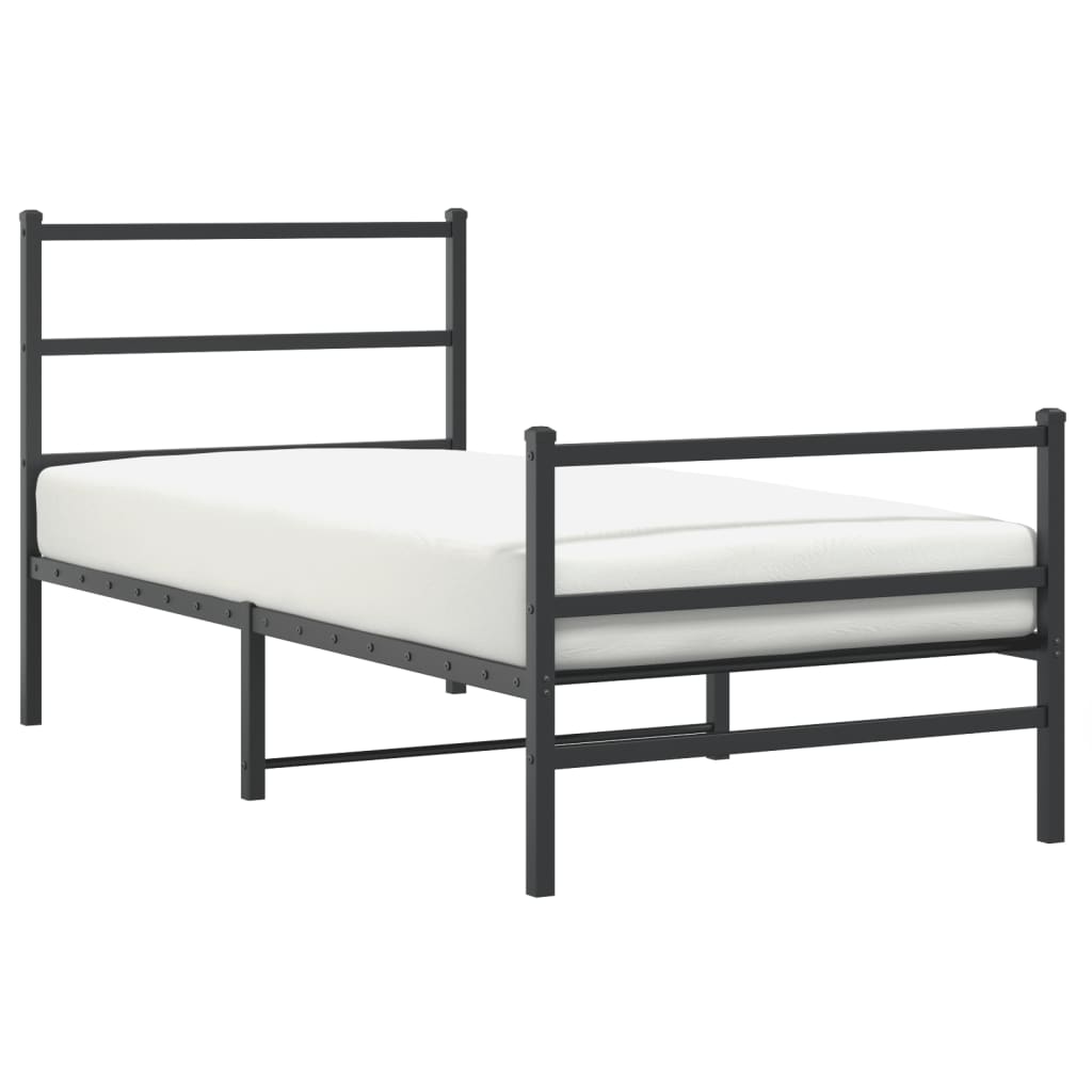 Metalni okvir kreveta s uzglavljem i podnožjem crni 90 x 190 cm