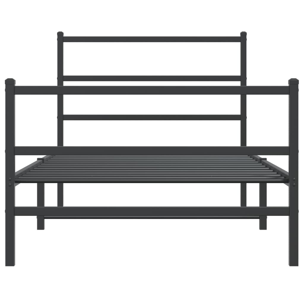 Metalni okvir kreveta s uzglavljem i podnožjem crni 100x190 cm