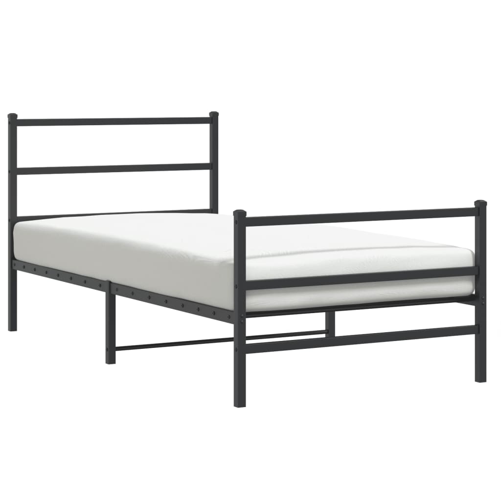 Metalni okvir kreveta s uzglavljem i podnožjem crni 107x203 cm
