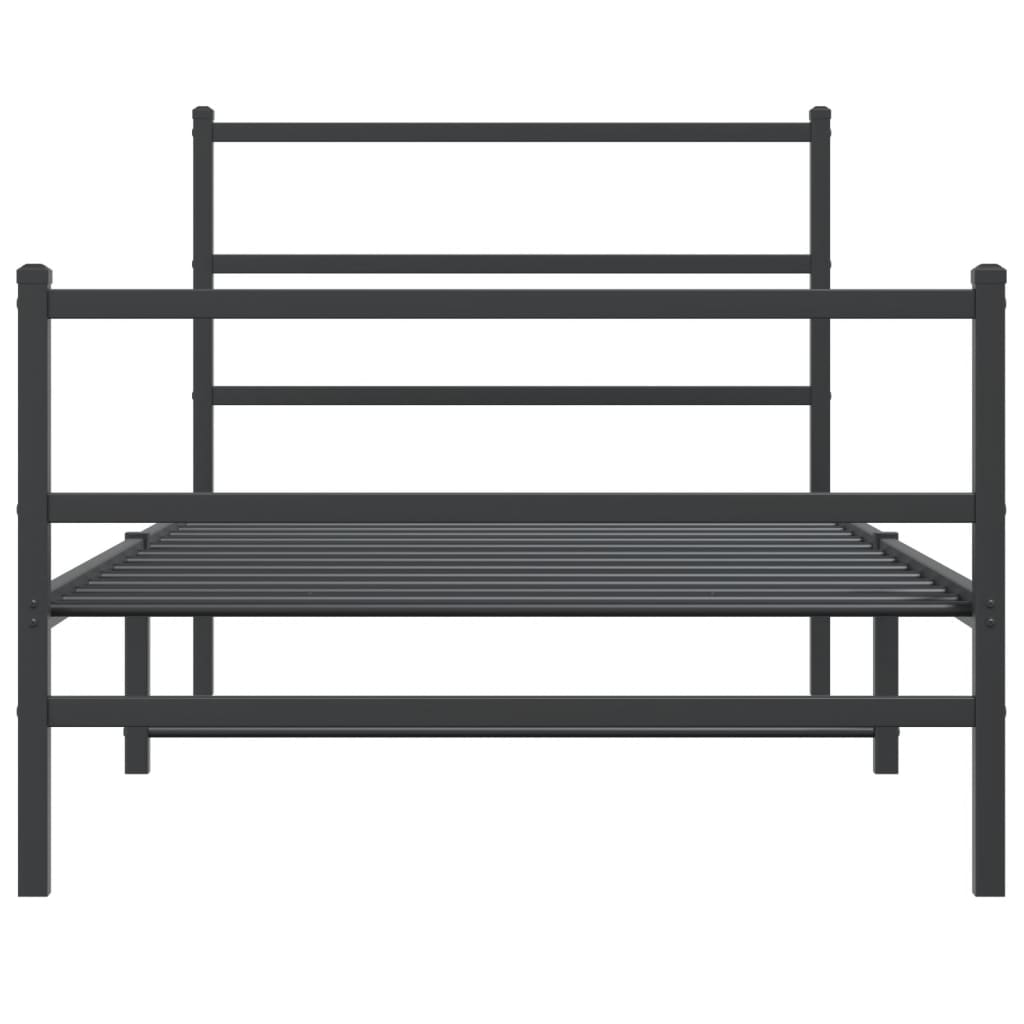 Metalni okvir kreveta s uzglavljem i podnožjem crni 107x203 cm
