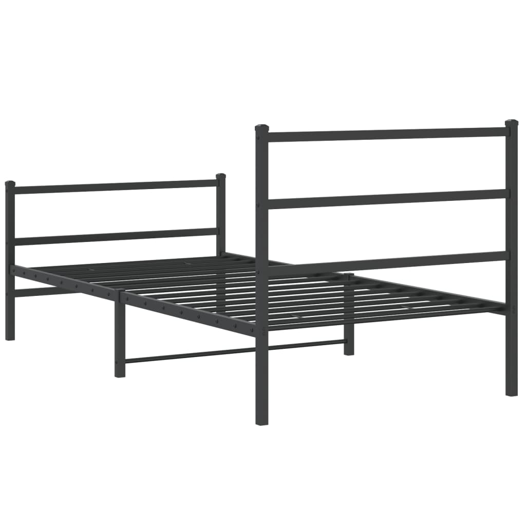 Metalni okvir kreveta s uzglavljem i podnožjem crni 107x203 cm