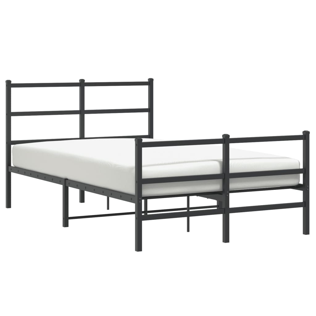 Metalni okvir kreveta s uzglavljem i podnožjem crni 120x200 cm