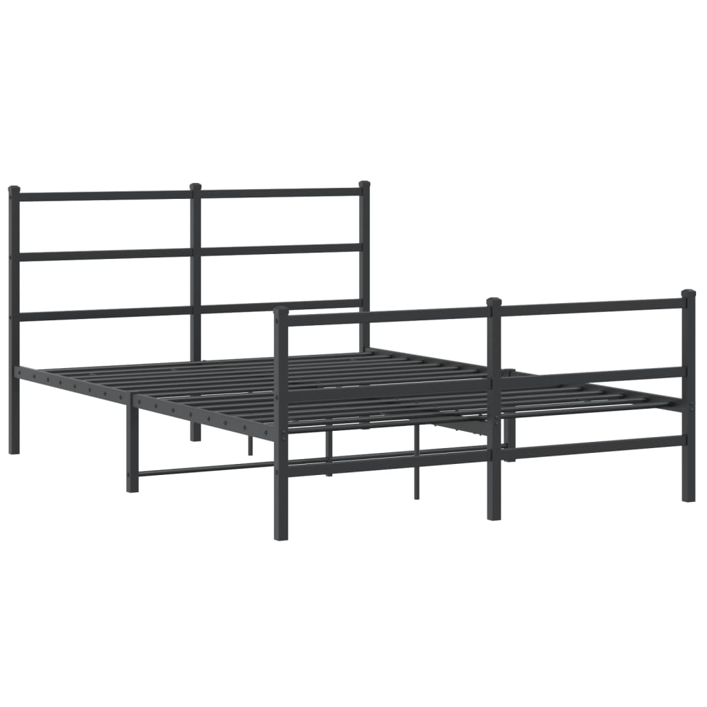 Metalni okvir kreveta s uzglavljem i podnožjem crni 135x190 cm