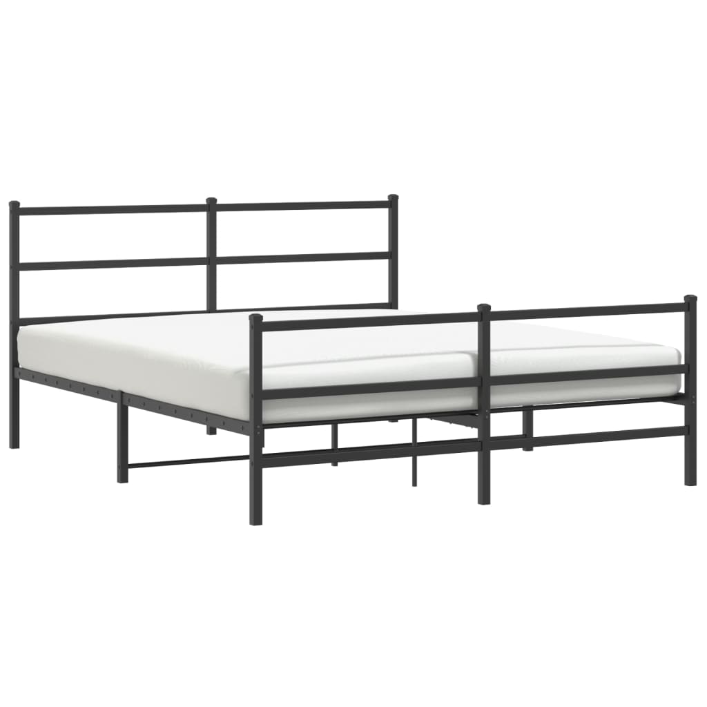 Metalni okvir kreveta s uzglavljem i podnožjem crni 150x200 cm