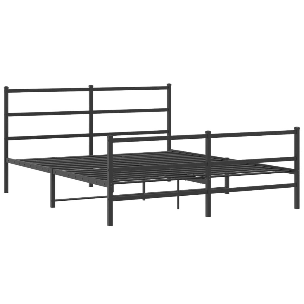 Metalni okvir kreveta s uzglavljem i podnožjem crni 150x200 cm