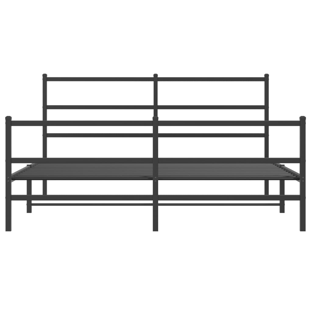 Metalni okvir kreveta s uzglavljem i podnožjem crni 150x200 cm