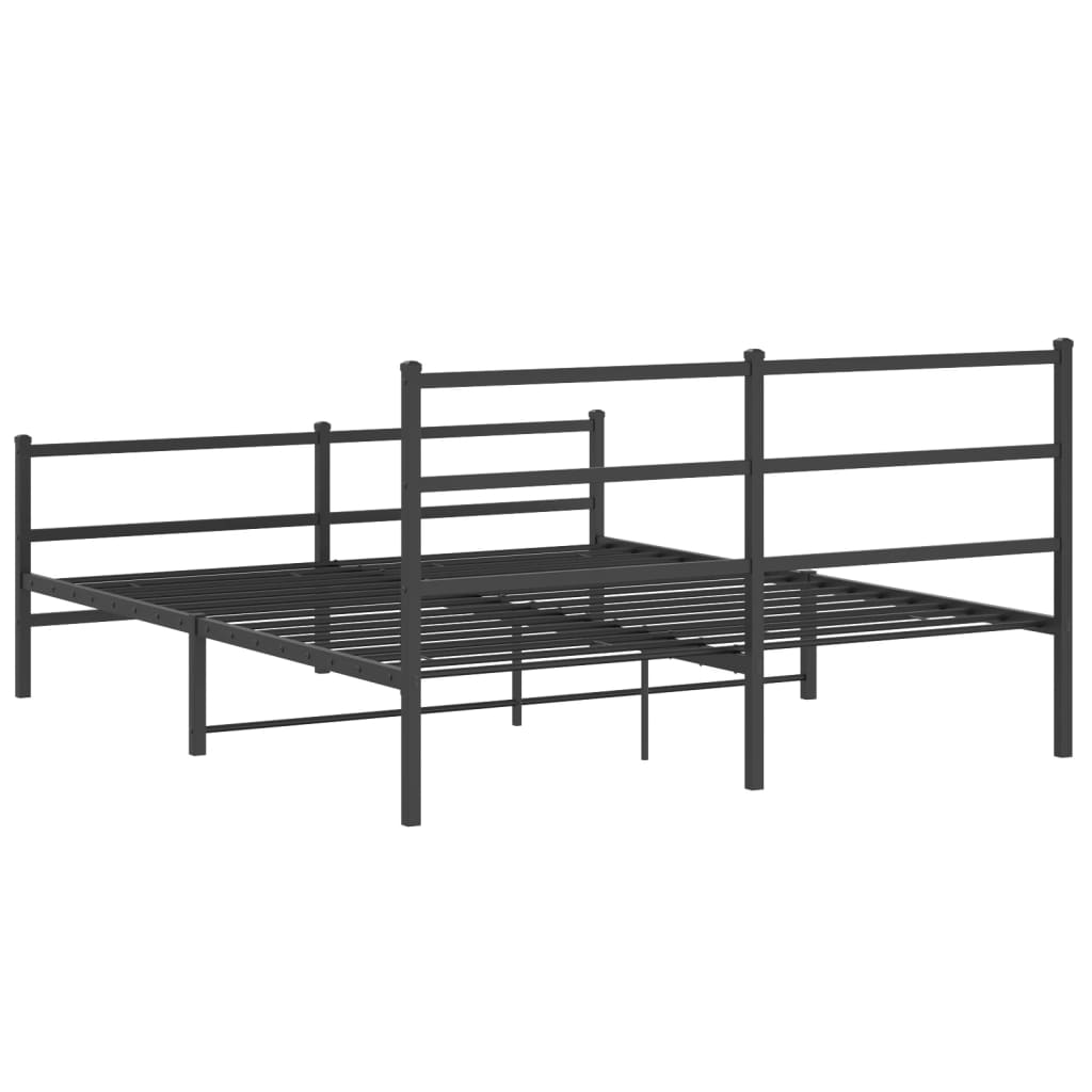 Metalni okvir kreveta s uzglavljem i podnožjem crni 150x200 cm