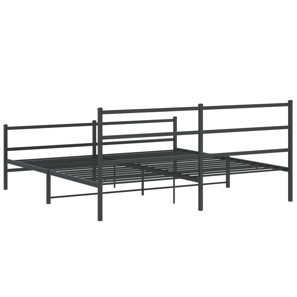Metalni okvir kreveta s uzglavljem i podnožjem crni 193x203 cm