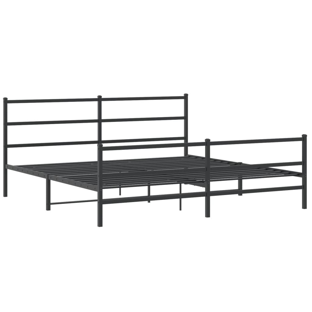 Metalni okvir kreveta s uzglavljem i podnožjem crni 200x200 cm