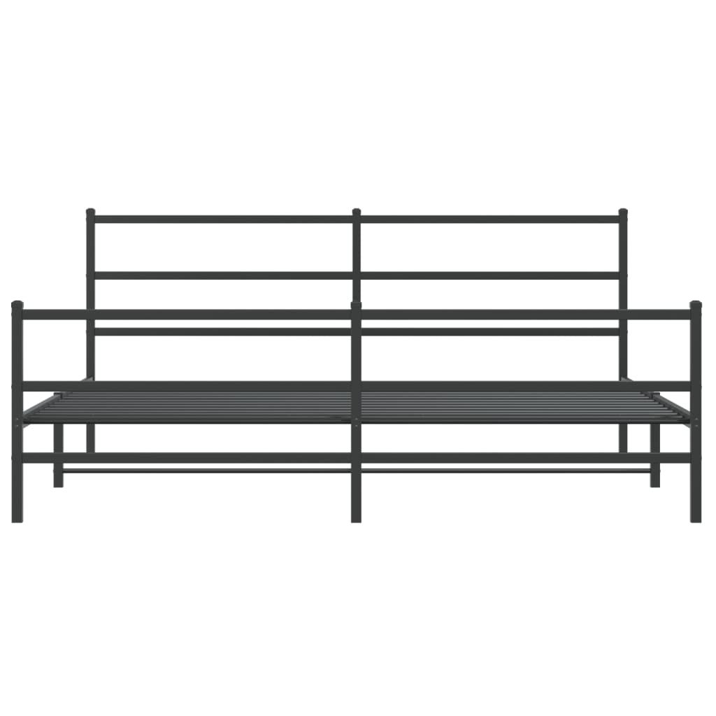 Metalni okvir kreveta s uzglavljem i podnožjem crni 200x200 cm
