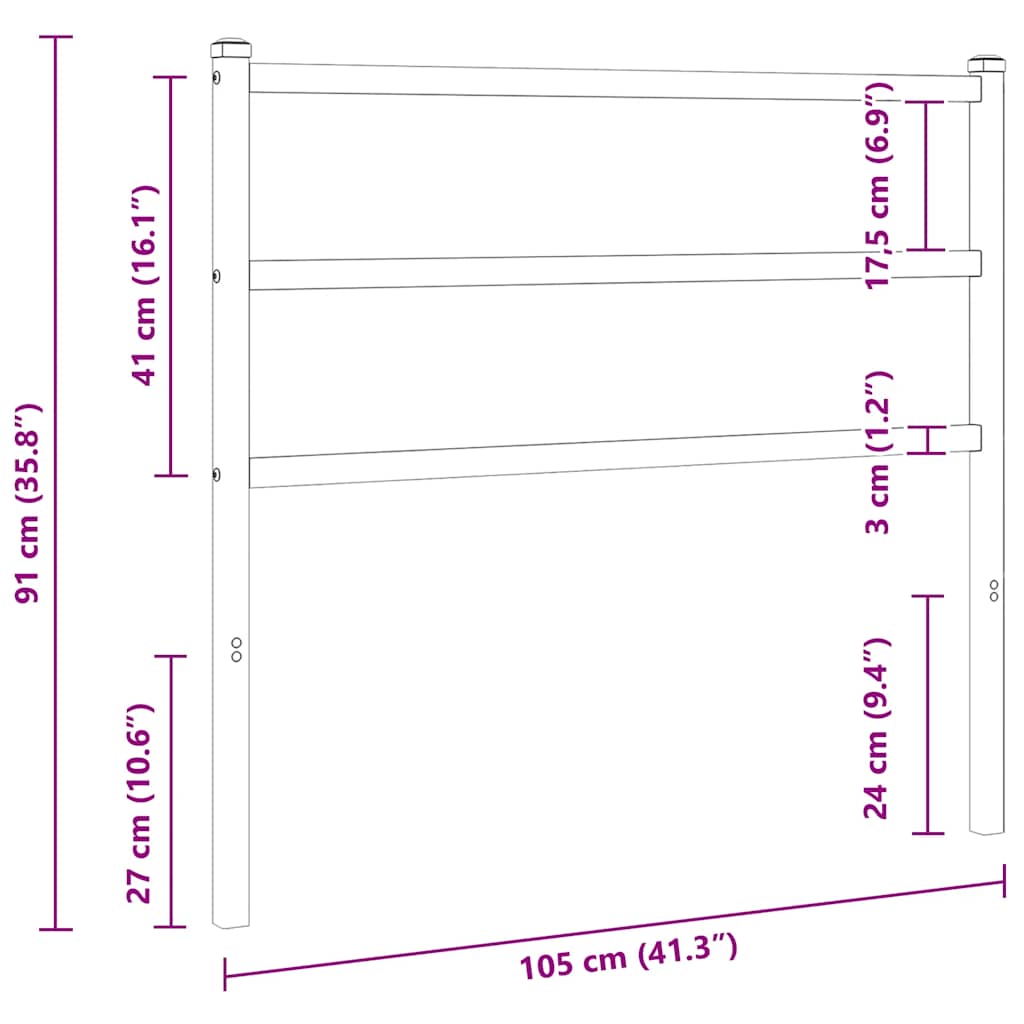 Metalno zamjensko uzglavlje crno 100 cm