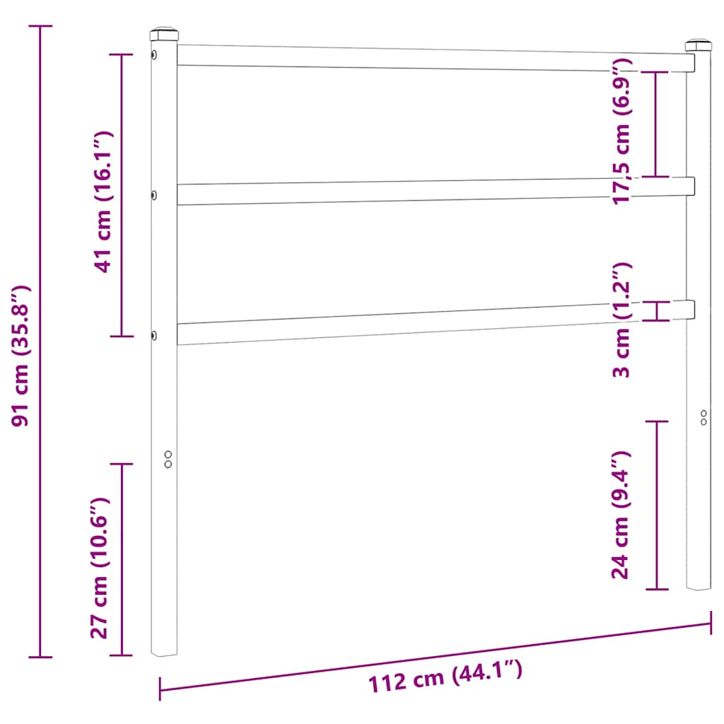Metalno zamjensko uzglavlje crno 107 cm