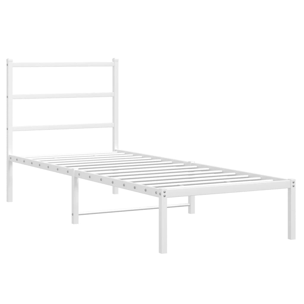 Metalni okvir za krevet s uzglavljem bijeli 80x200 cm