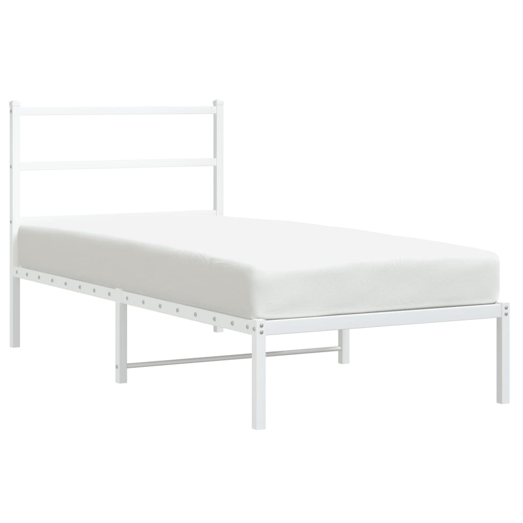 Metalni okvir za krevet s uzglavljem bijeli 90 x 190 cm