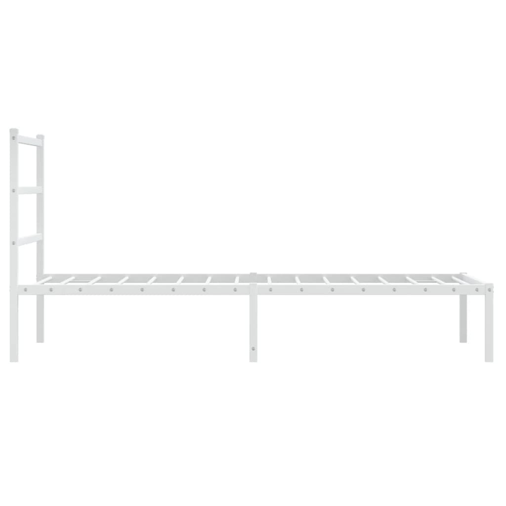 Metalni okvir za krevet s uzglavljem bijeli 90 x 190 cm