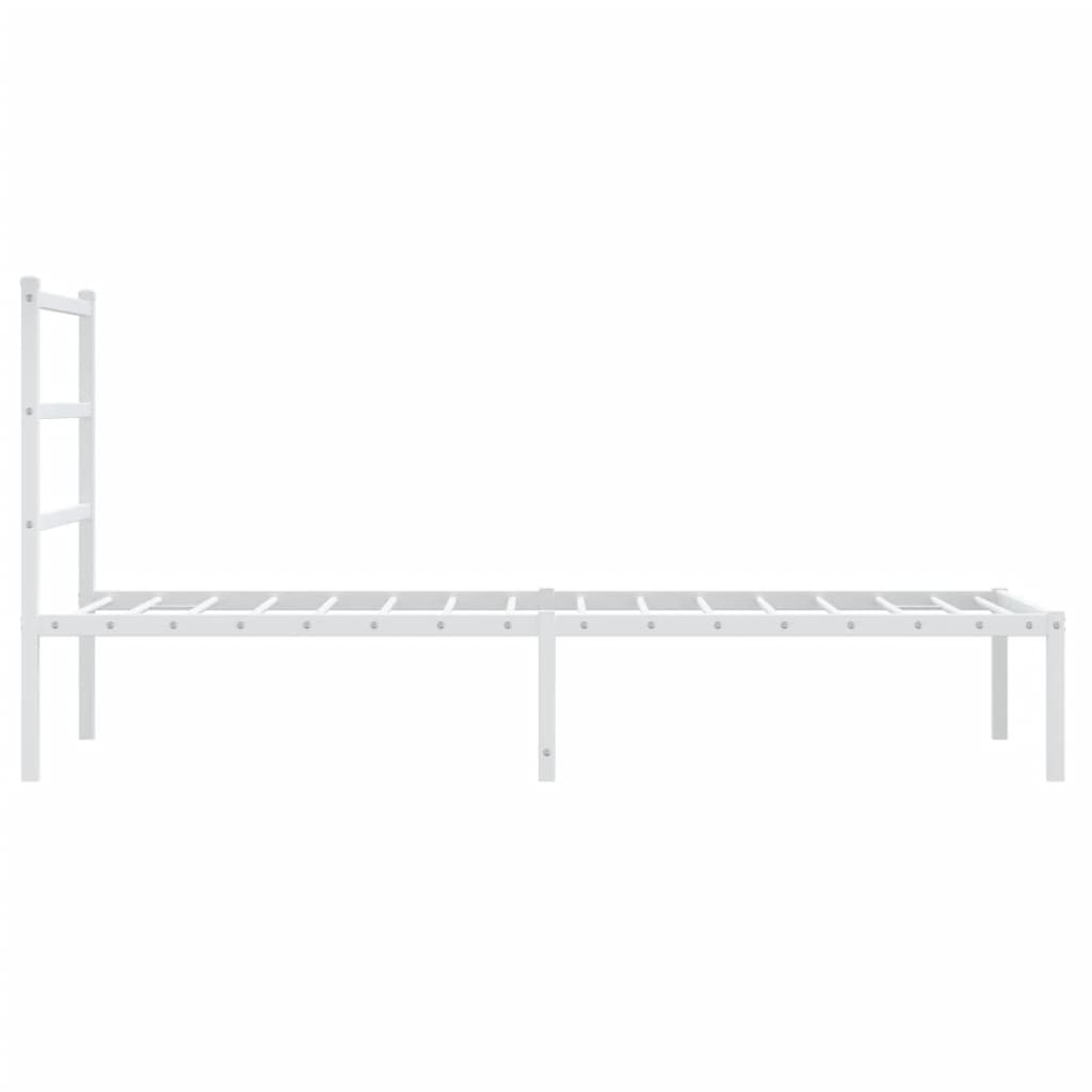 Metalni okvir za krevet s uzglavljem bijeli 90x200 cm