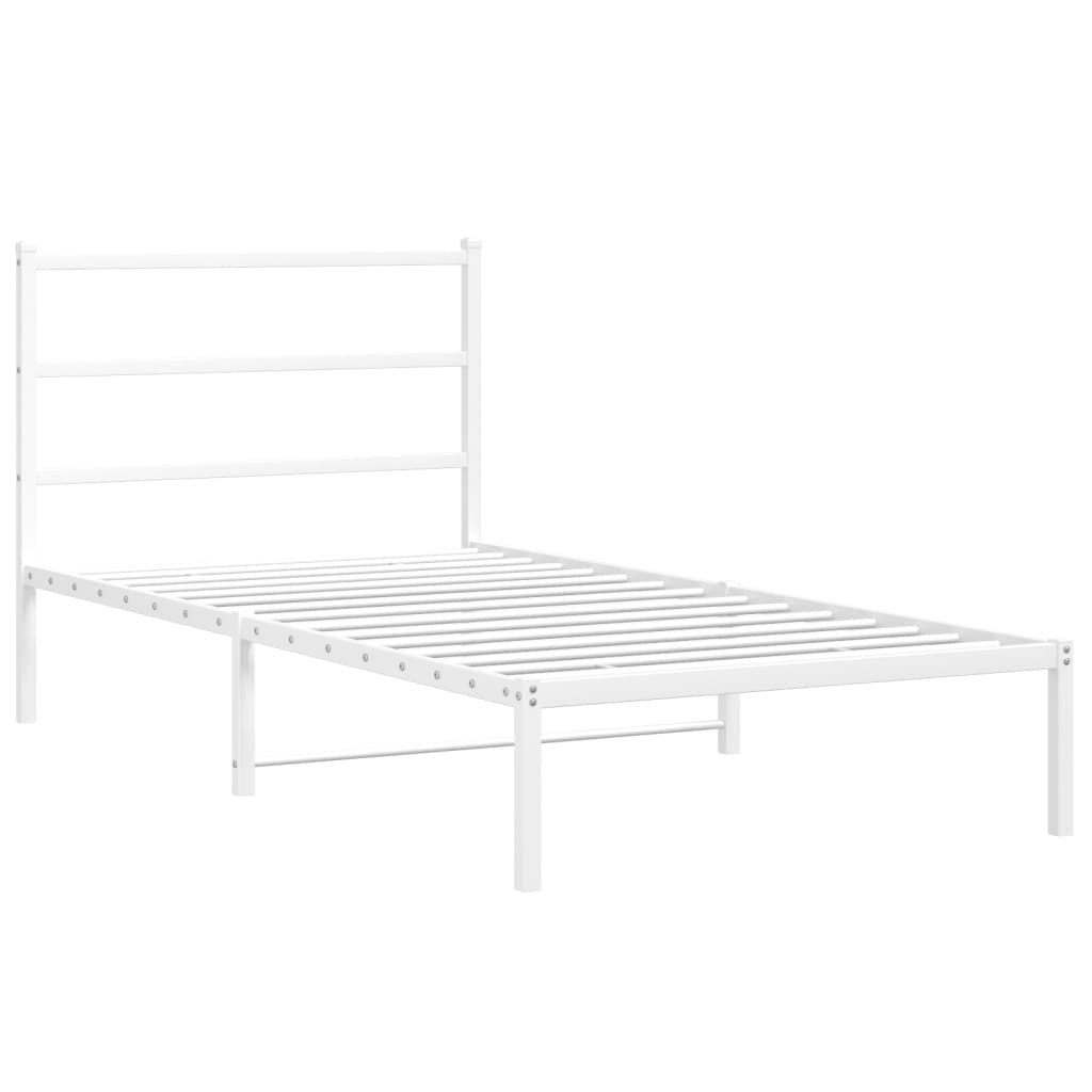 Metalni okvir za krevet s uzglavljem bijeli 100x190 cm