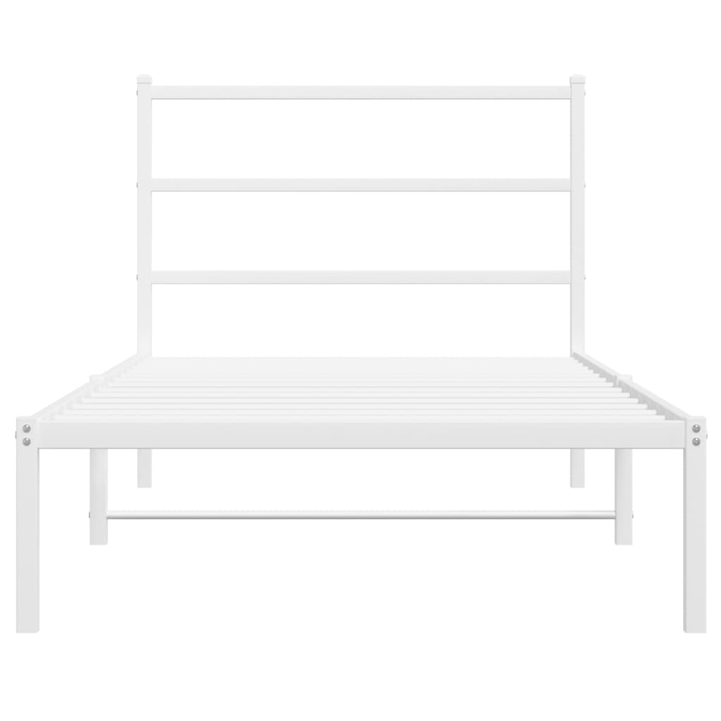 Metalni okvir za krevet s uzglavljem bijeli 100x190 cm