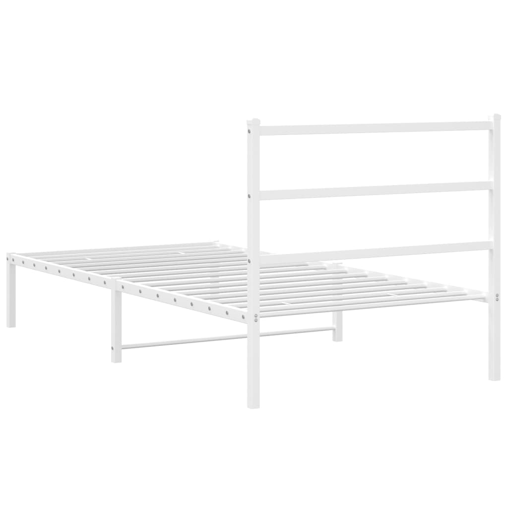 Metalni okvir za krevet s uzglavljem bijeli 100x190 cm