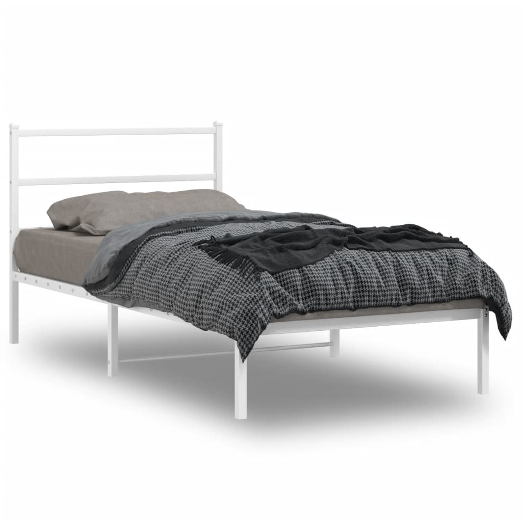 Metalni okvir za krevet s uzglavljem bijeli 100x190 cm