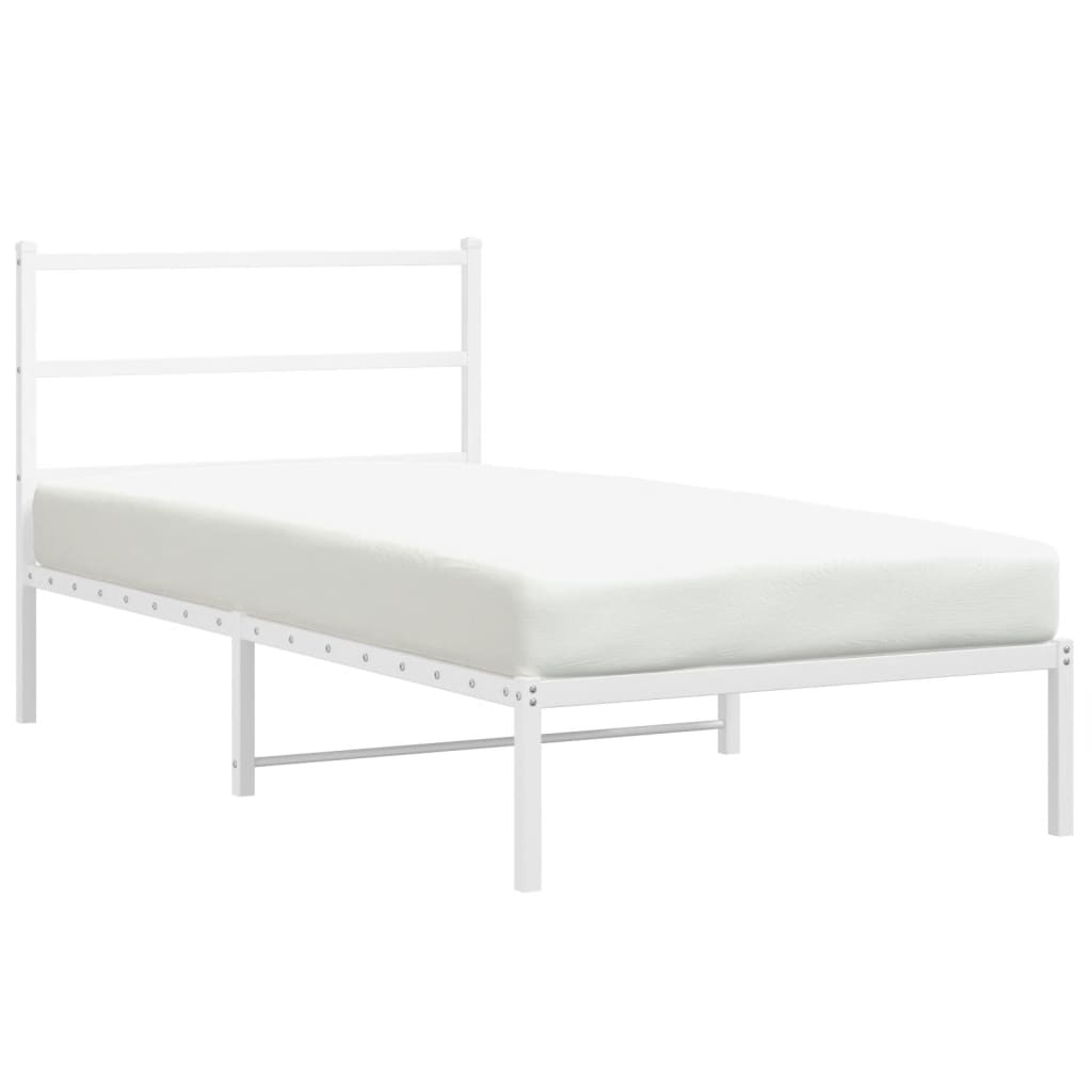Metalni okvir za krevet s uzglavljem bijeli 100x200 cm