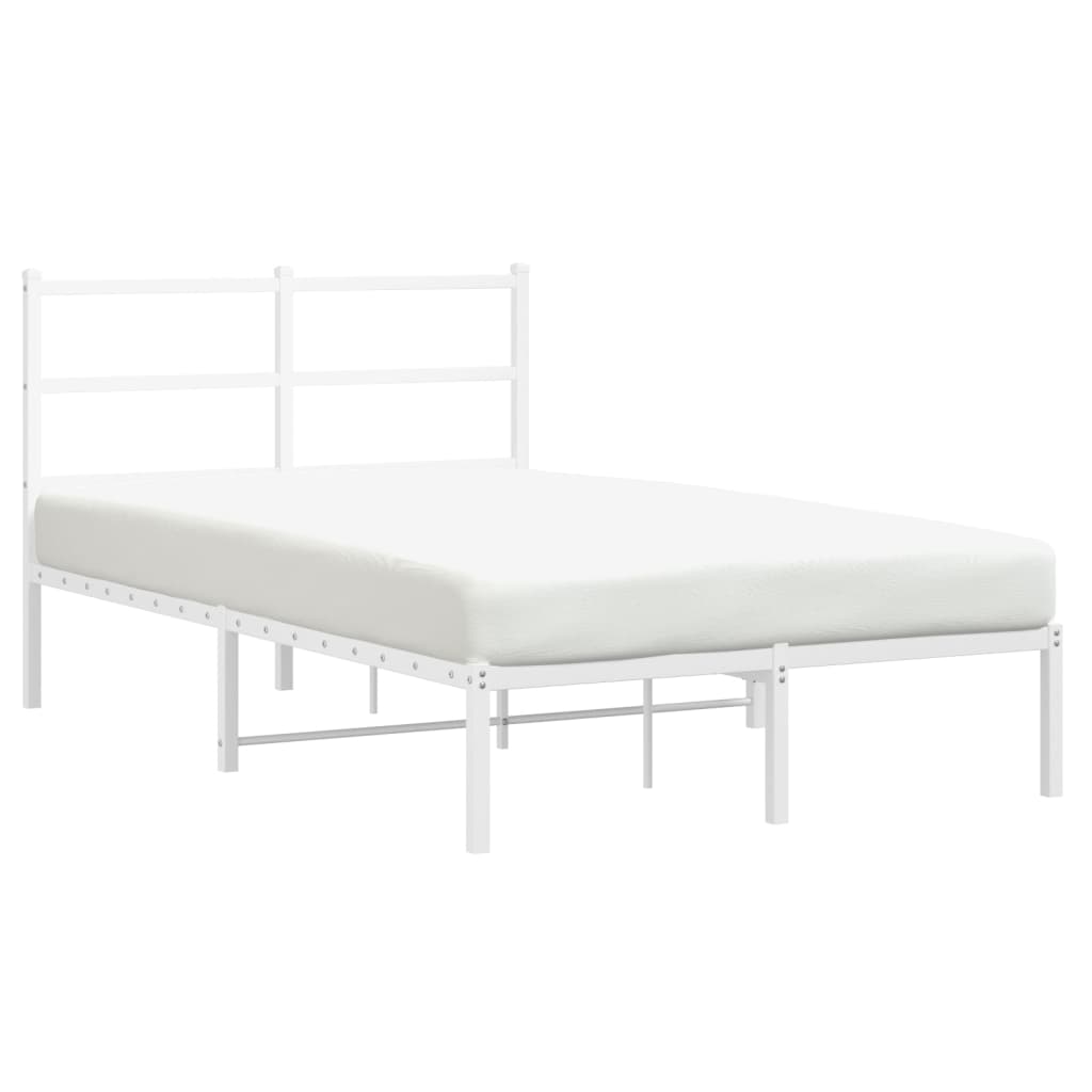 Metalni okvir za krevet s uzglavljem bijeli 120 x 190 cm