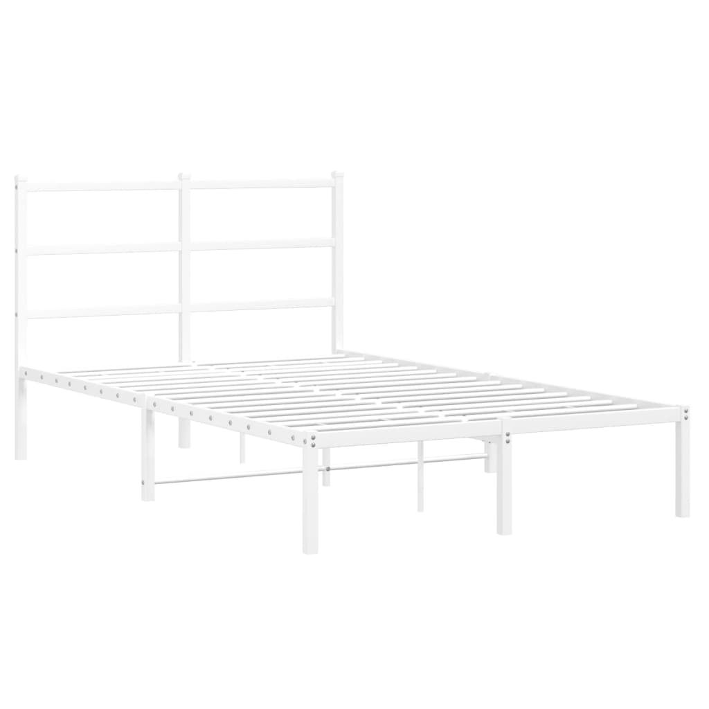 Metalni okvir za krevet s uzglavljem bijeli 120 x 190 cm