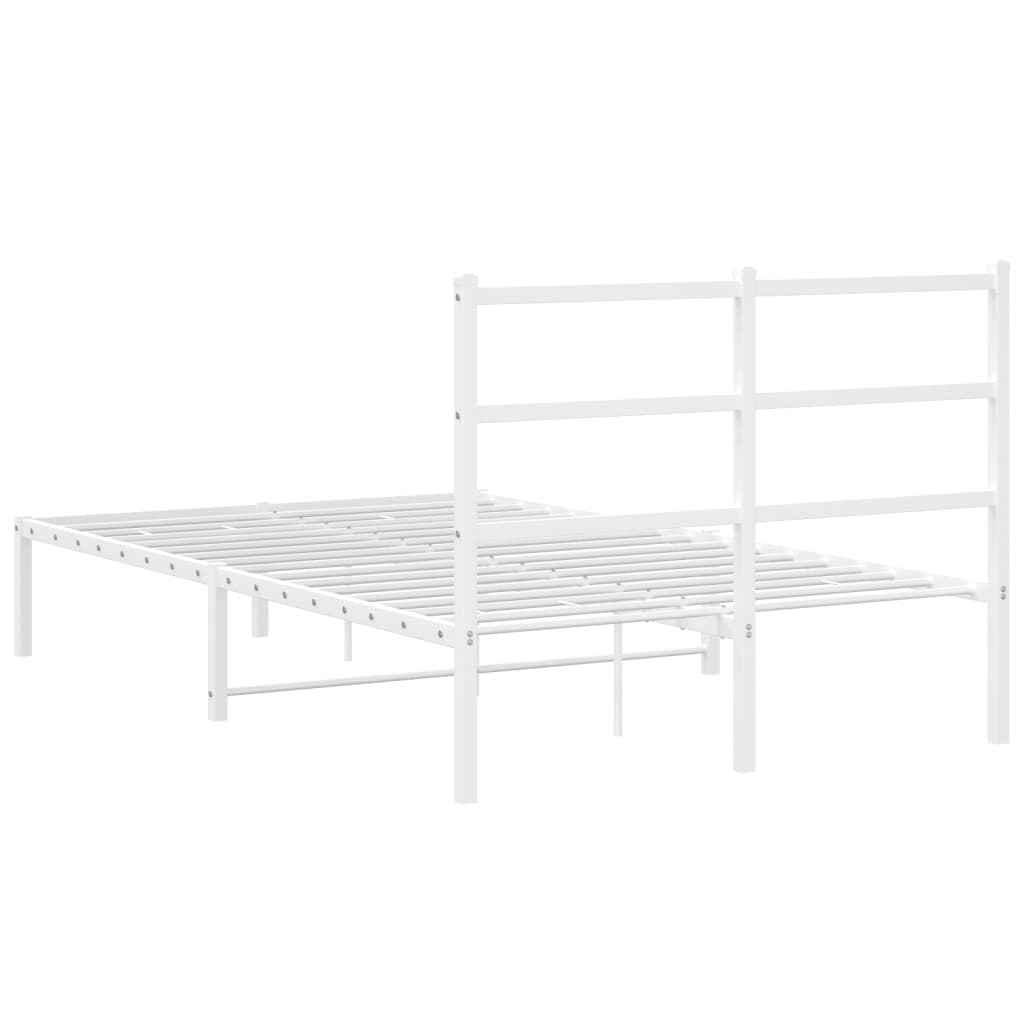 Metalni okvir za krevet s uzglavljem bijeli 120 x 190 cm