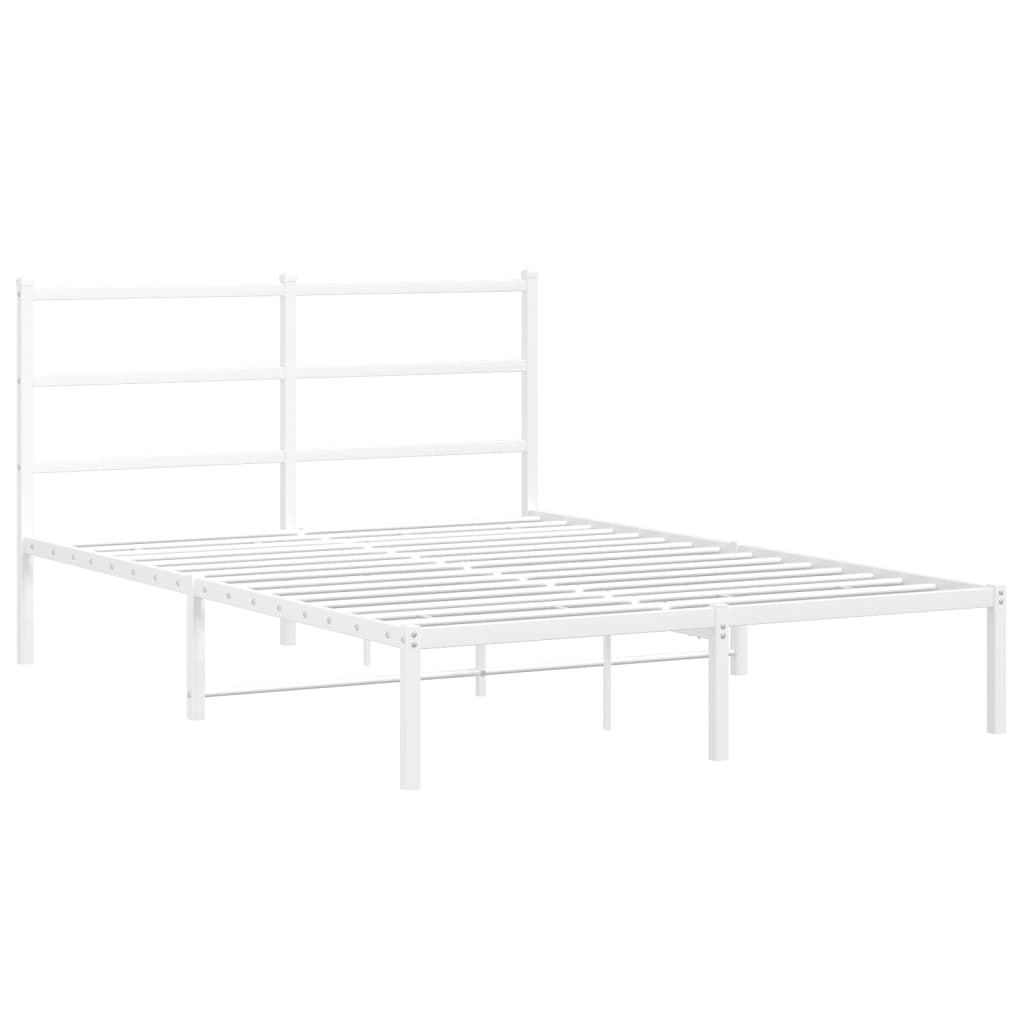 Metalni okvir za krevet s uzglavljem bijeli 135x190 cm