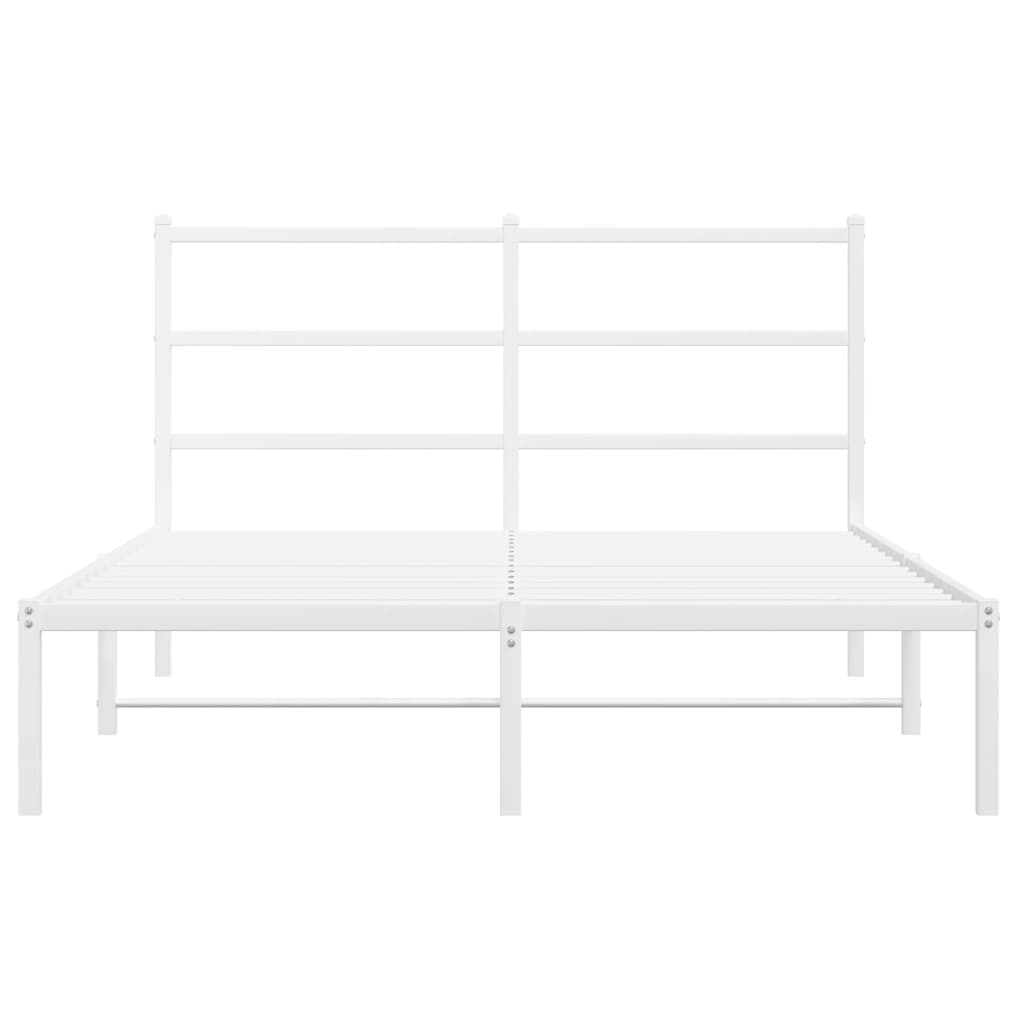 Metalni okvir za krevet s uzglavljem bijeli 135x190 cm