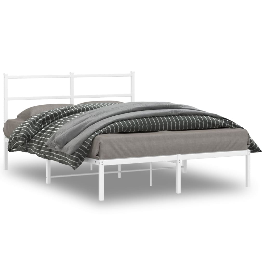 Metalni okvir za krevet s uzglavljem bijeli 135x190 cm