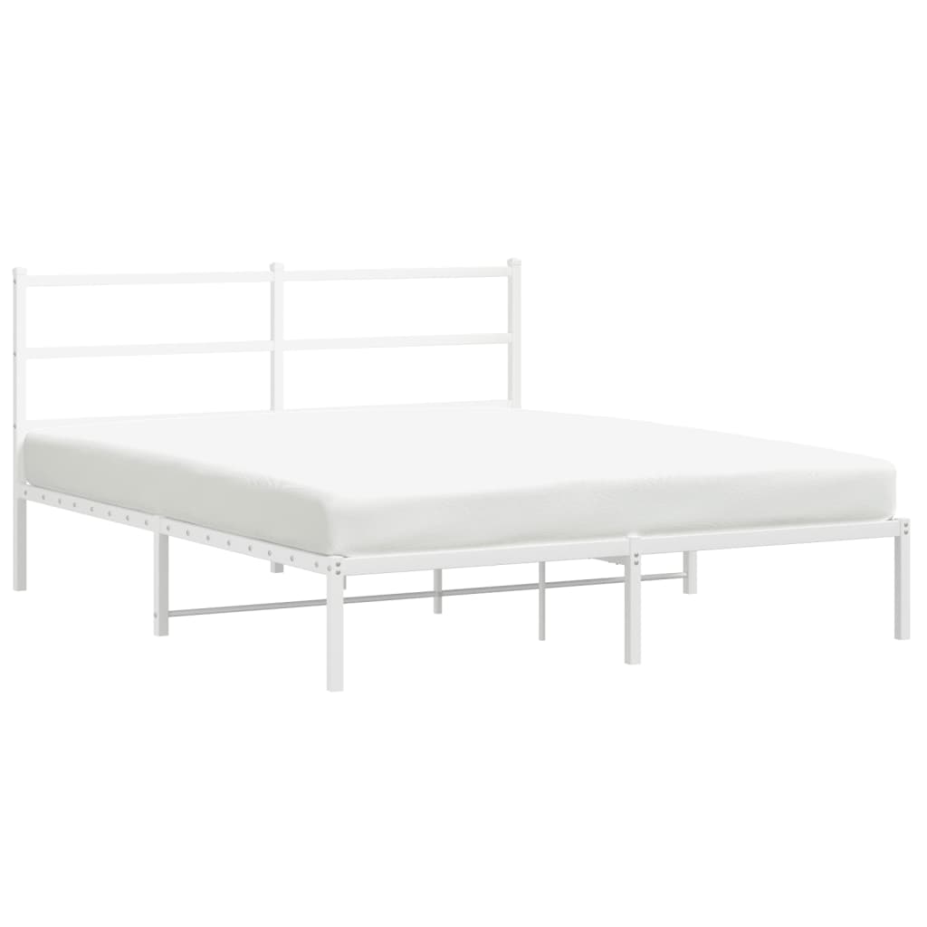 Metalni okvir za krevet s uzglavljem bijeli 150x200 cm