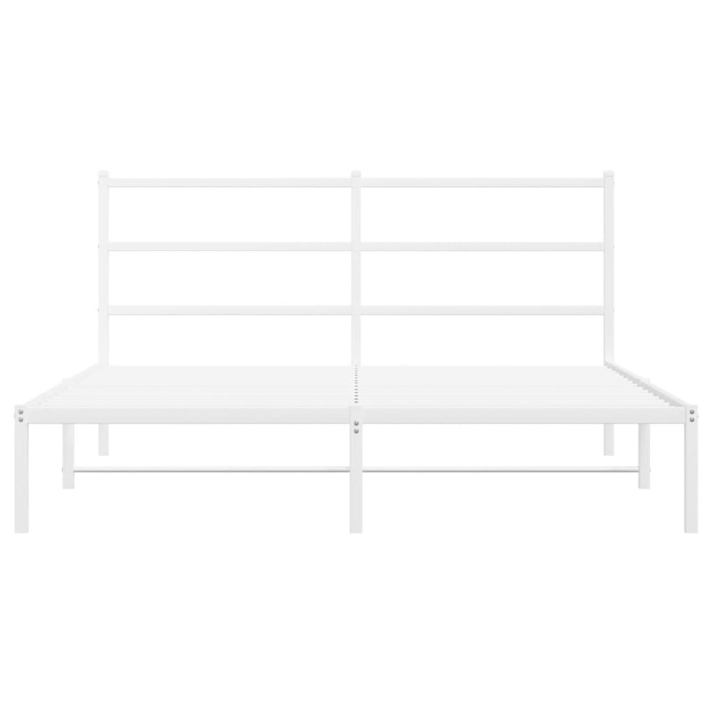 Metalni okvir za krevet s uzglavljem bijeli 150x200 cm