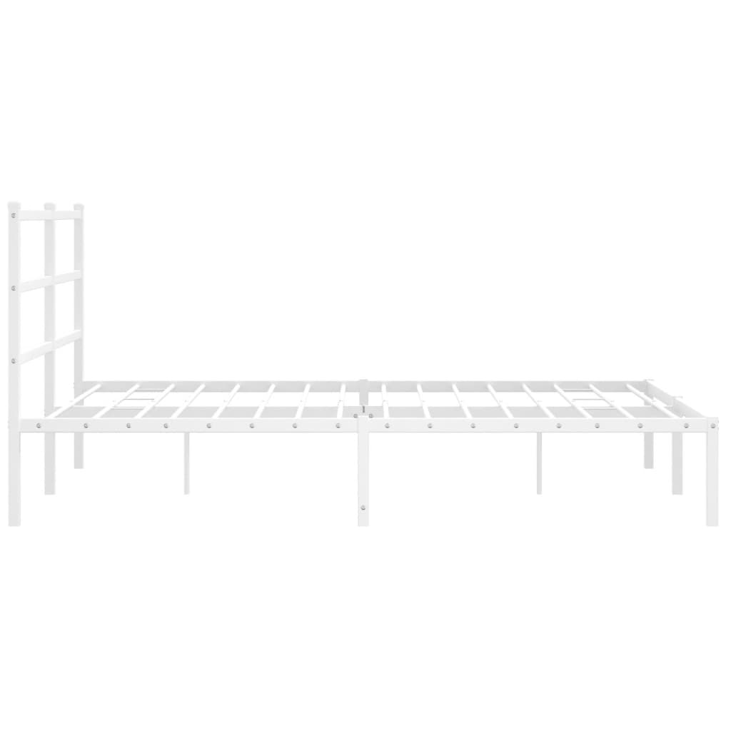 Metalni okvir za krevet s uzglavljem bijeli 150x200 cm