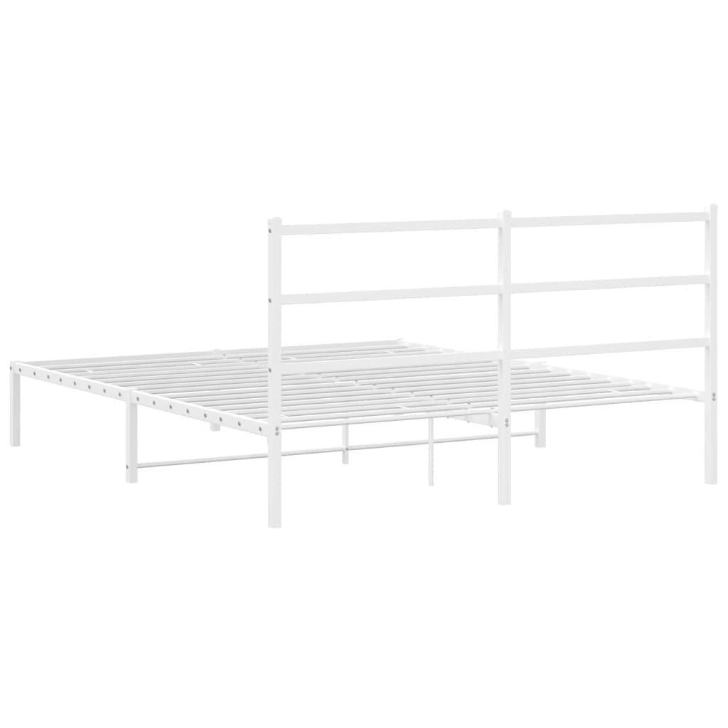 Metalni okvir za krevet s uzglavljem bijeli 150x200 cm