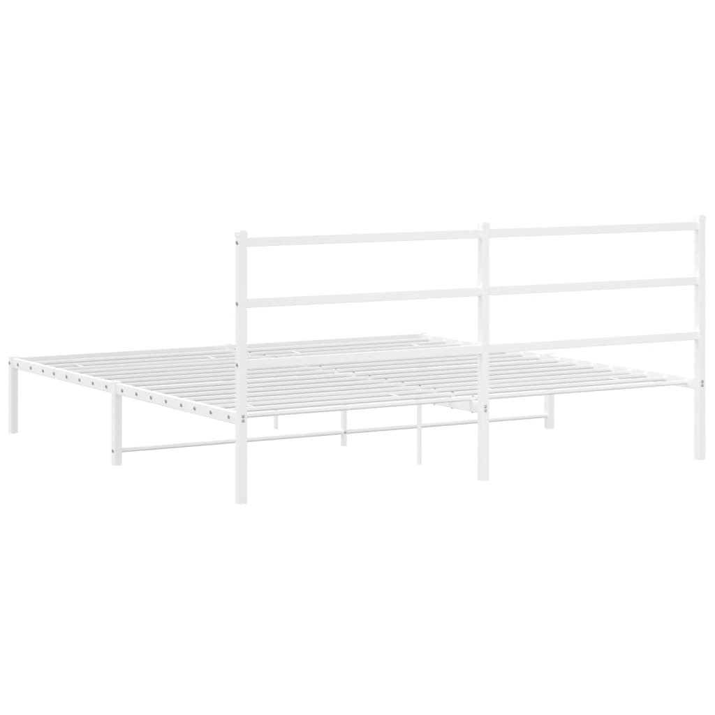 Metalni okvir za krevet s uzglavljem bijeli 180x200 cm