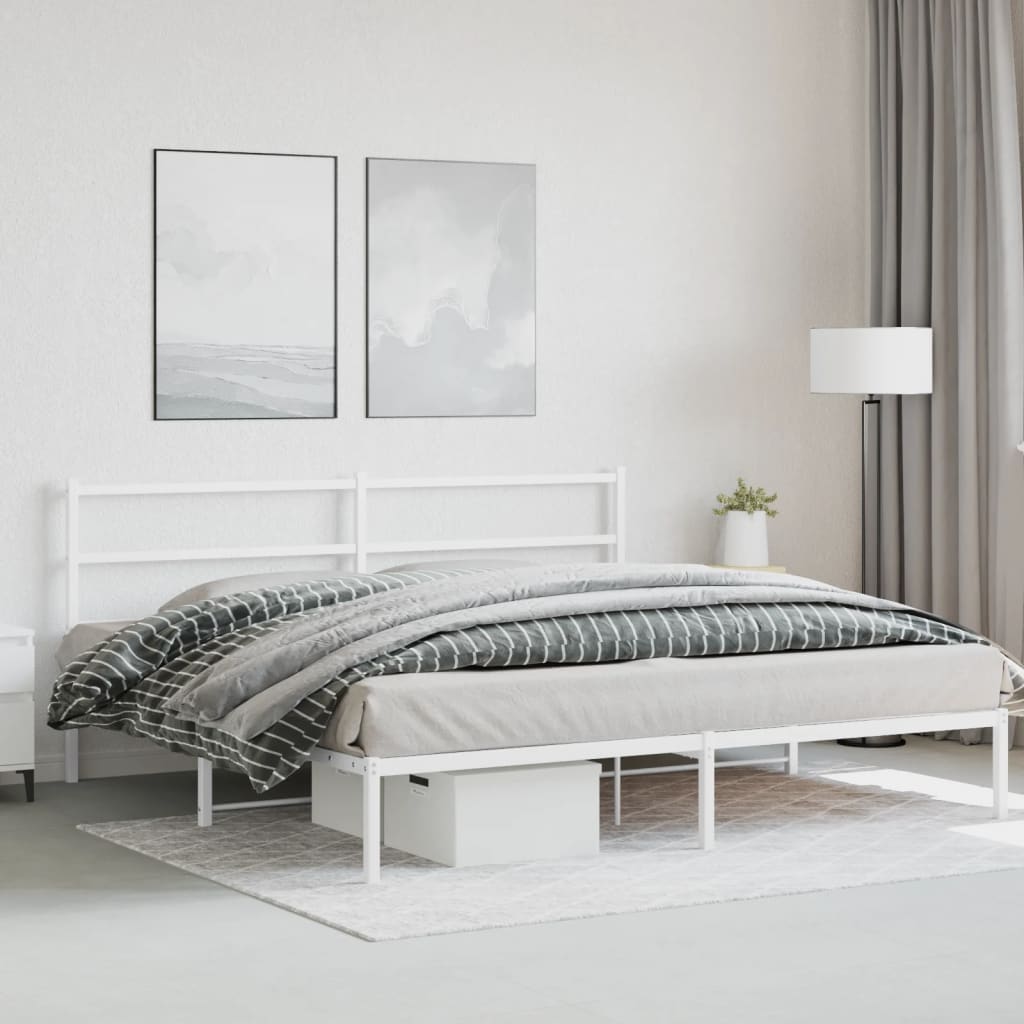 Metalni okvir za krevet s uzglavljem bijeli 183x213 cm