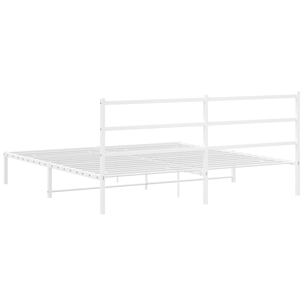 Metalni okvir za krevet s uzglavljem bijeli 193x203 cm