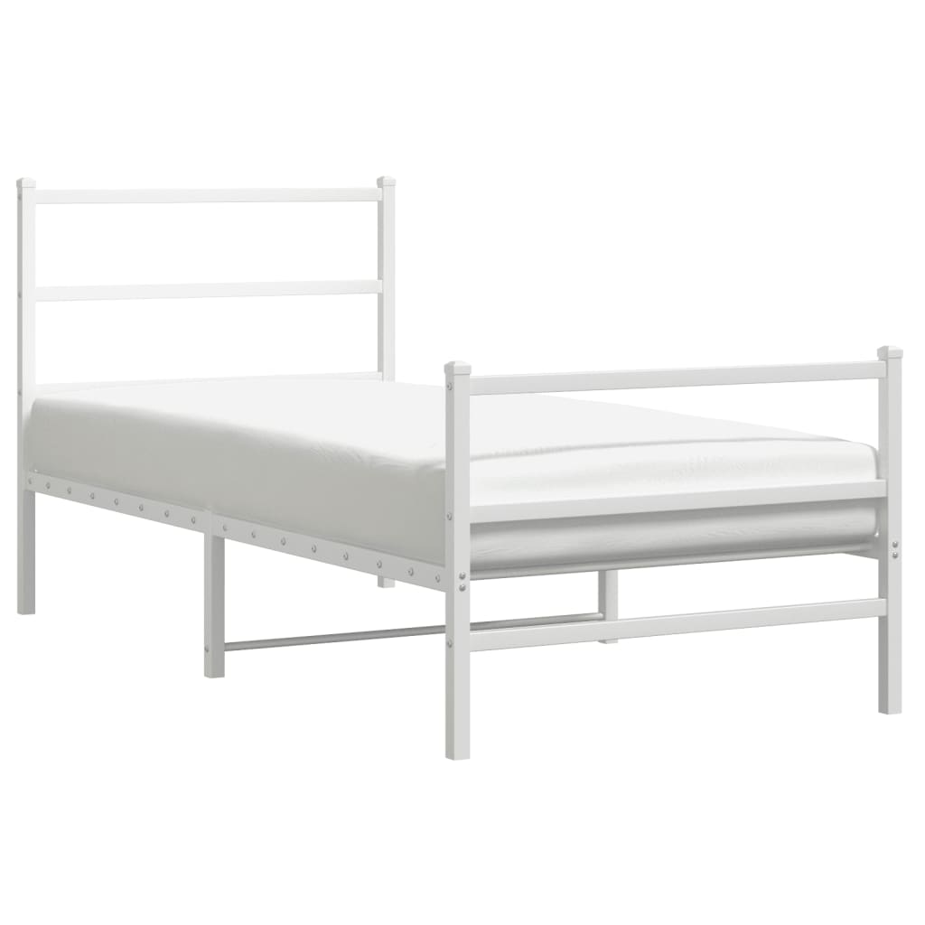Metalni okvir kreveta s uzglavljem i podnožjem bijeli 90x190 cm