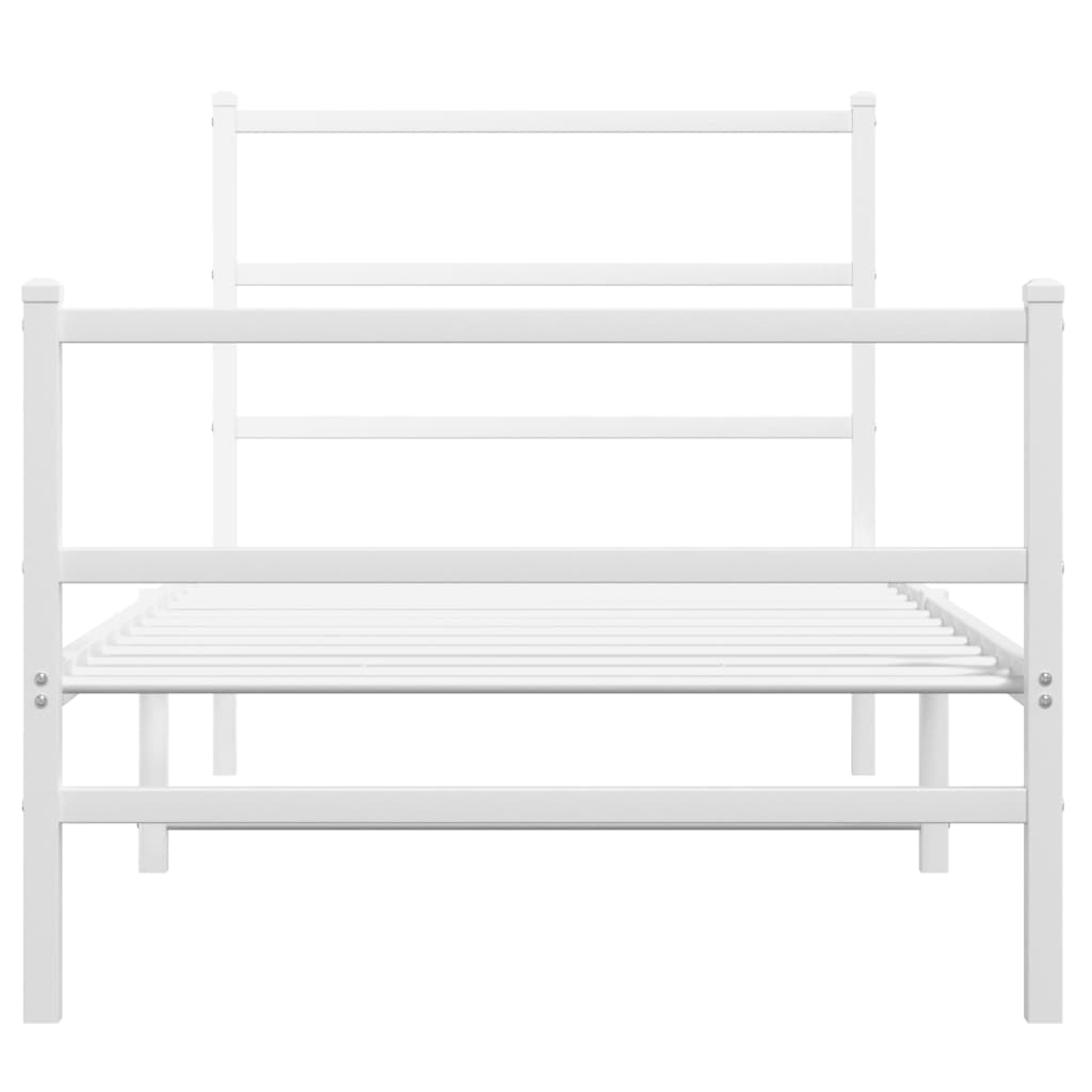 Metalni okvir kreveta s uzglavljem i podnožjem bijeli 90x190 cm