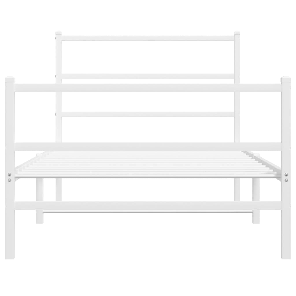 Metalni okvir kreveta s uzglavljem i podnožjem bijeli 100x190cm