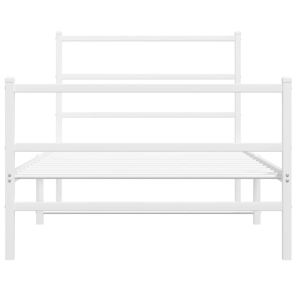 Metalni okvir kreveta s uzglavljem i podnožjem bijeli 100x200cm