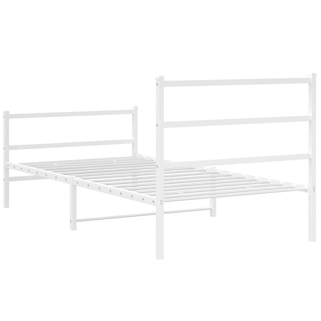 Metalni okvir kreveta s uzglavljem i podnožjem bijeli 100x200cm