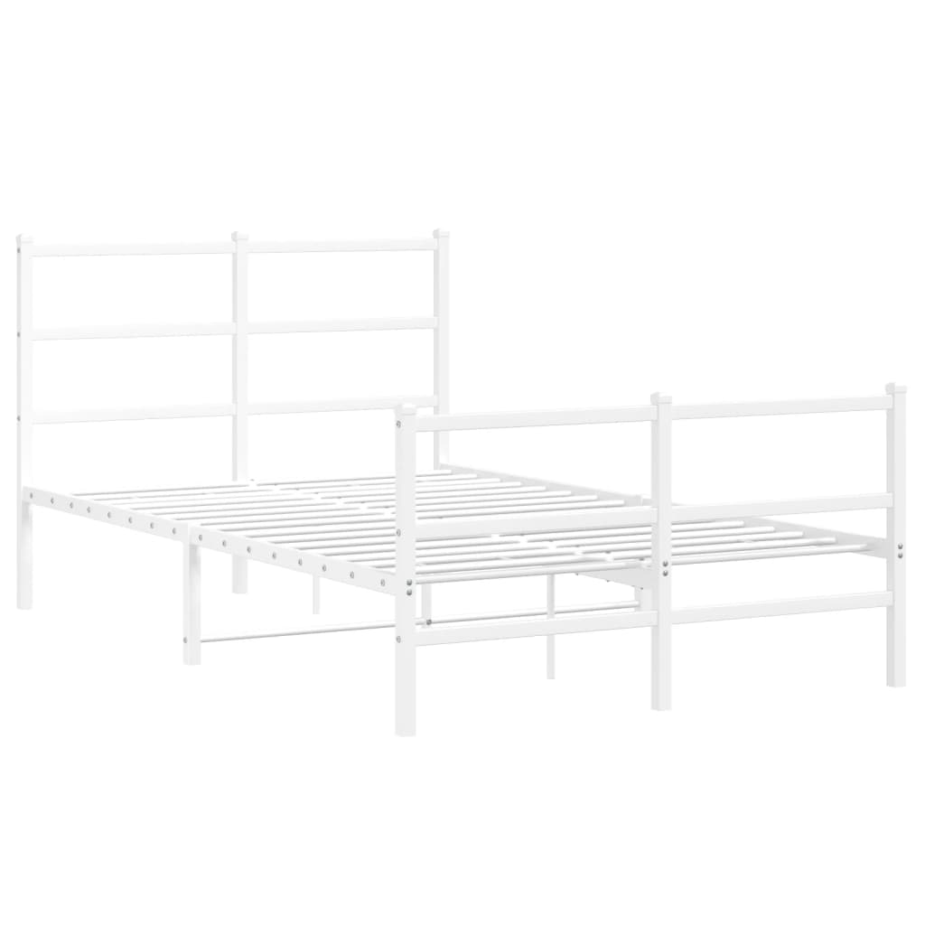 Metalni okvir kreveta uzglavlje i podnožje bijeli 120x190 cm