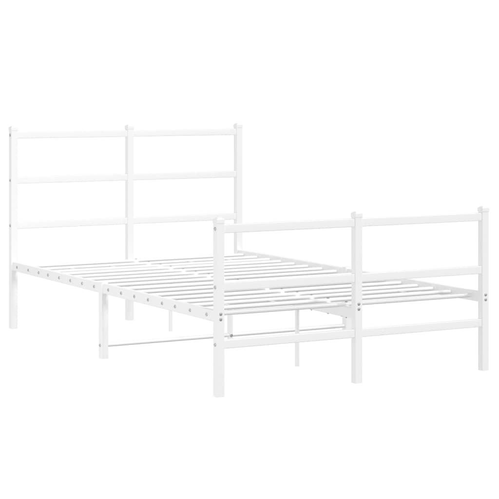 Metalni okvir kreveta uzglavlje i podnožje bijeli 120x200 cm