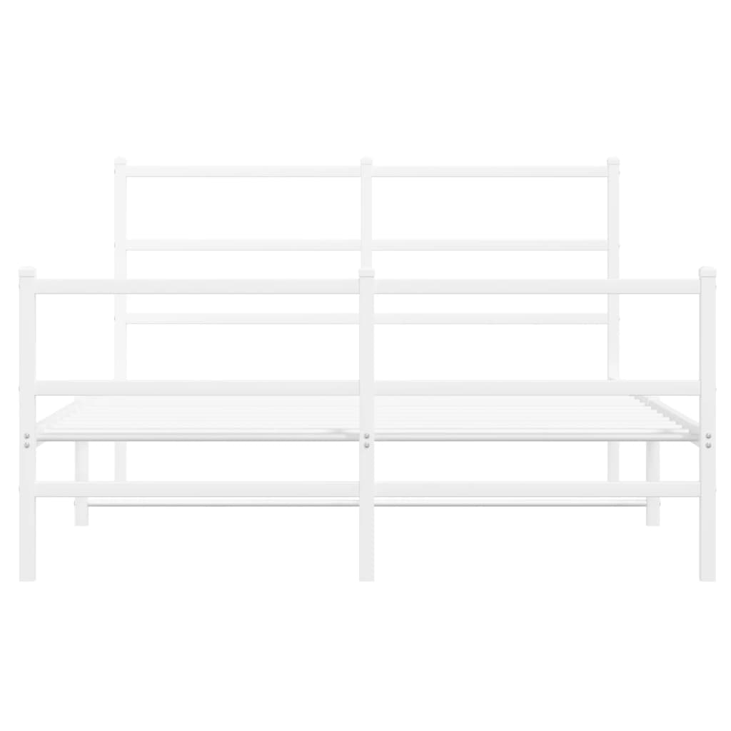 Metalni okvir kreveta uzglavlje i podnožje bijeli 140 x 190 cm